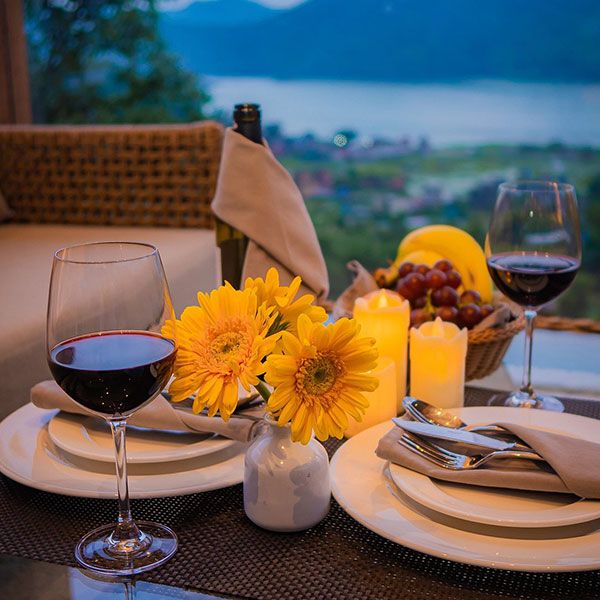 Wine served in evening