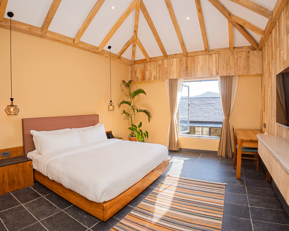 Standard room bedroom side at Dorje's resort