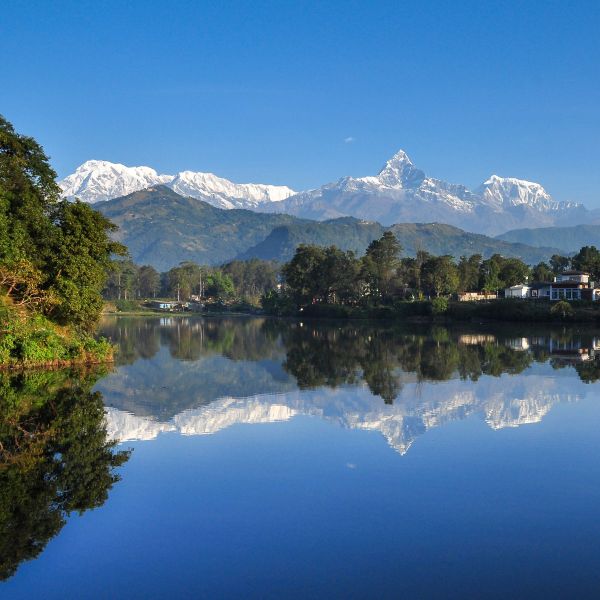 Machhapuchre Mountain Range seen from Fewa Taal Pokhara