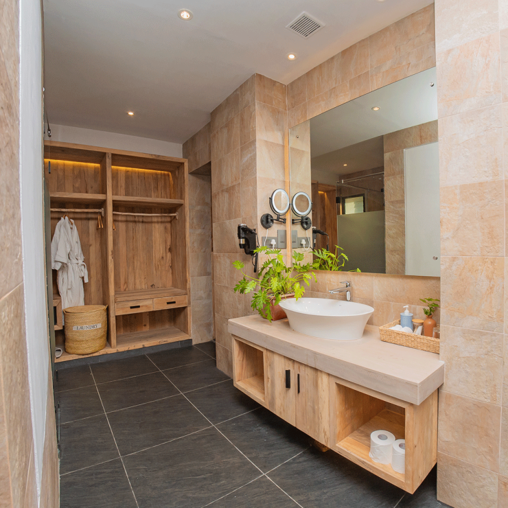 Deluxe room bathroom space